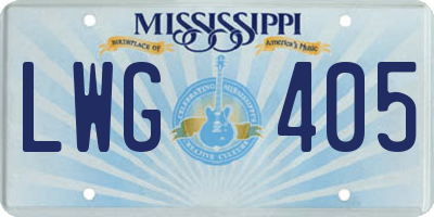 MS license plate LWG405