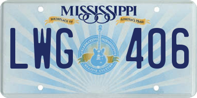 MS license plate LWG406