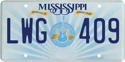 MS license plate LWG409