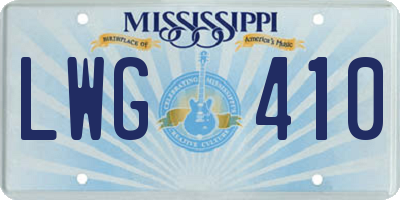 MS license plate LWG410