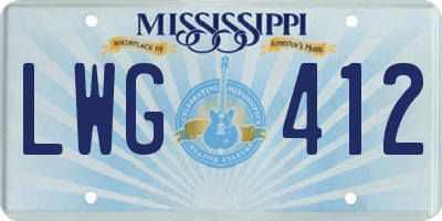 MS license plate LWG412