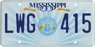 MS license plate LWG415