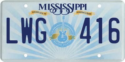 MS license plate LWG416