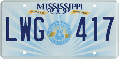 MS license plate LWG417
