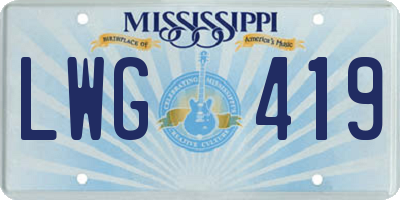 MS license plate LWG419