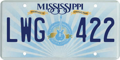 MS license plate LWG422