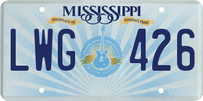 MS license plate LWG426
