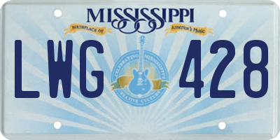 MS license plate LWG428