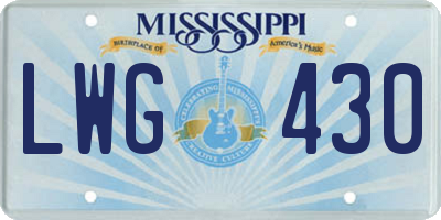 MS license plate LWG430