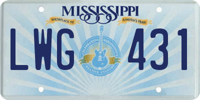 MS license plate LWG431