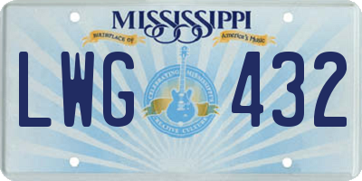 MS license plate LWG432