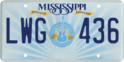MS license plate LWG436