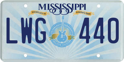 MS license plate LWG440