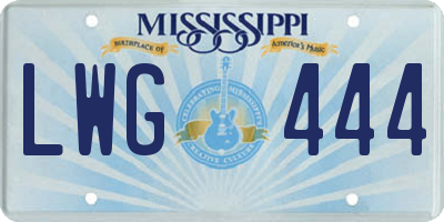 MS license plate LWG444