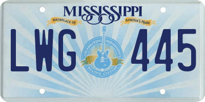 MS license plate LWG445