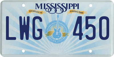 MS license plate LWG450