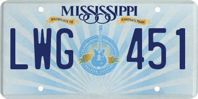 MS license plate LWG451