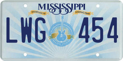 MS license plate LWG454