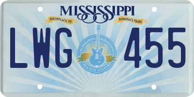MS license plate LWG455