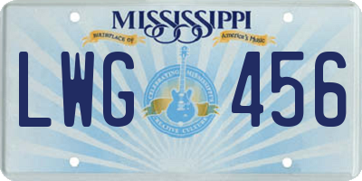 MS license plate LWG456