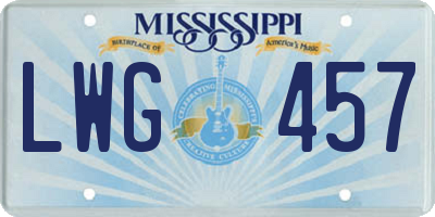 MS license plate LWG457