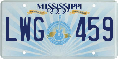 MS license plate LWG459