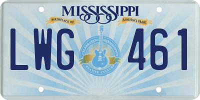 MS license plate LWG461