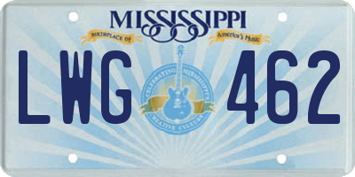 MS license plate LWG462
