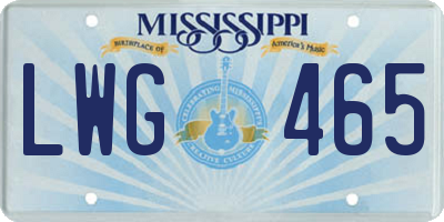 MS license plate LWG465
