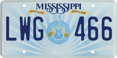 MS license plate LWG466