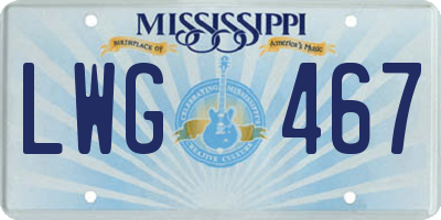 MS license plate LWG467