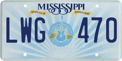MS license plate LWG470