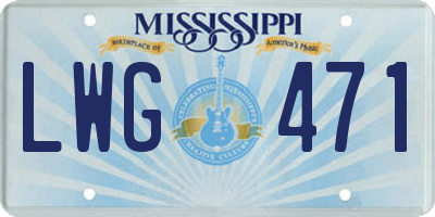 MS license plate LWG471