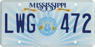 MS license plate LWG472