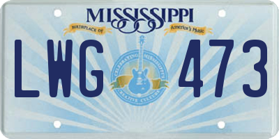 MS license plate LWG473