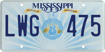MS license plate LWG475