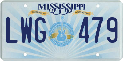 MS license plate LWG479