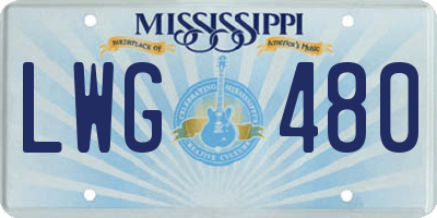MS license plate LWG480