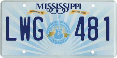MS license plate LWG481