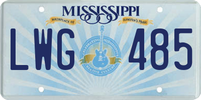 MS license plate LWG485