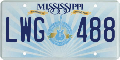 MS license plate LWG488