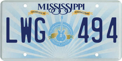 MS license plate LWG494