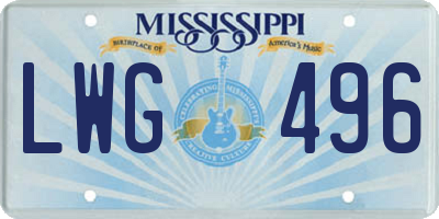 MS license plate LWG496