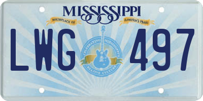 MS license plate LWG497