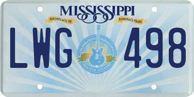 MS license plate LWG498