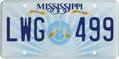 MS license plate LWG499
