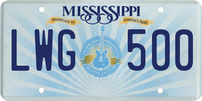 MS license plate LWG500