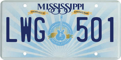 MS license plate LWG501