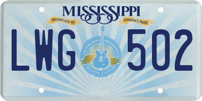 MS license plate LWG502
