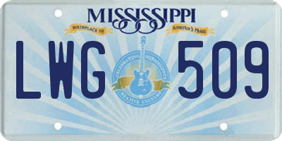 MS license plate LWG509